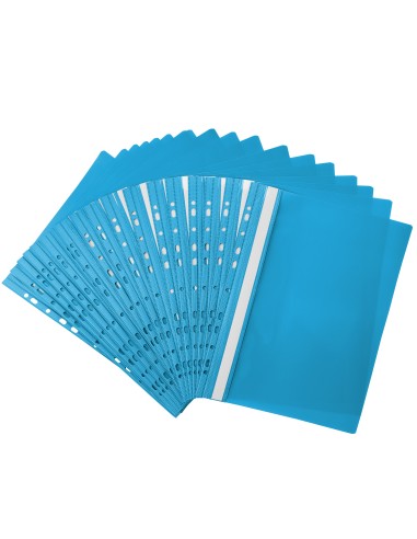 20x Skoroszyt A4 na dokumenty z zawieszką do segregatora plastikowy jasno niebieski wpinany