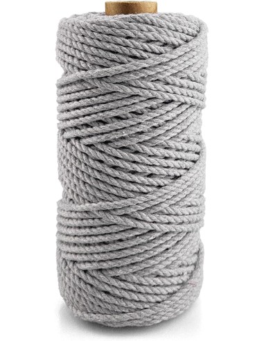 Sznurek bawełniany jasno szary 3mm skręcany 50m 3PLY