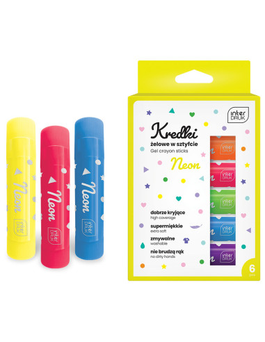 Kredki żelowe wykręcane w sztyfcie 6x10g Neon- wyprzedaż