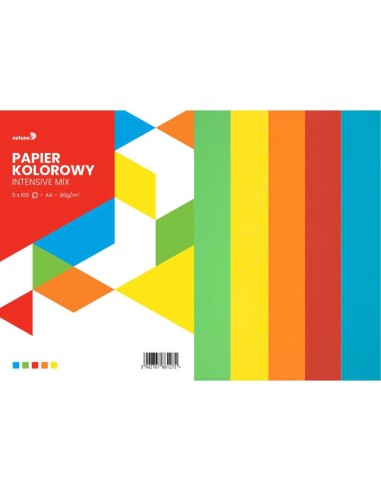 Papier ksero mix 5 kolorów INTENSI 80g A4 500 arkuszy zestaw papierów