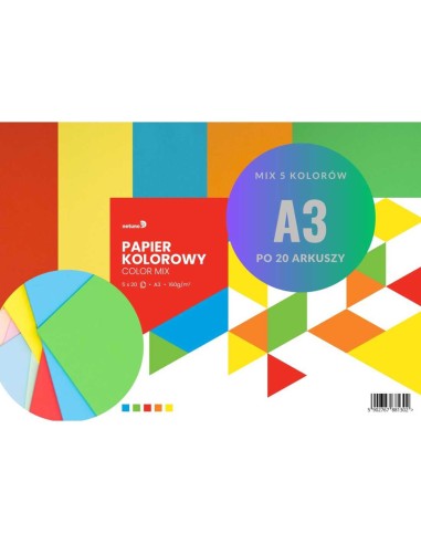 Papier ksero kolorowy RAINBOW mix 5 kolorów INTENSI 160g A3 100 arkuszy