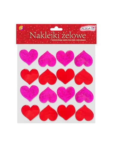 Naklejki żelowe ZNK-5901 serca 19x19 cm