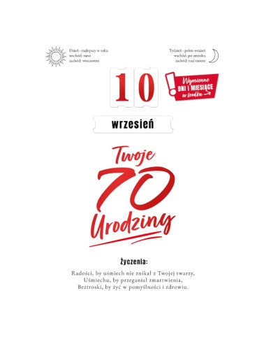 Karnet 70 Urodziny ustawna Armin