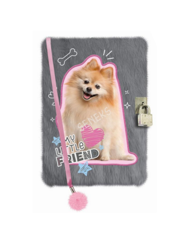 Pamiętnik z kłódką 3D włochacz A5 96k SWEET POMERANIAN